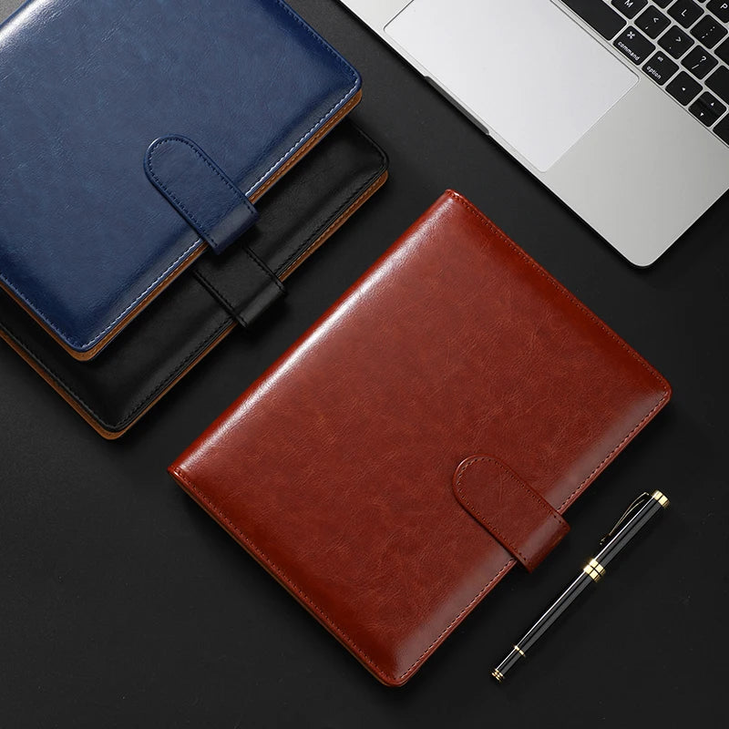 Luxury retro leather notebook A5 cover, with pen holder buckle, loose leaf diary, office diary, travel manual sketchbook
