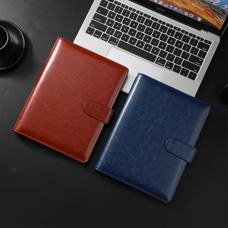 Luxury retro leather notebook A5 cover, with pen holder buckle, loose leaf diary, office diary, travel manual sketchbook