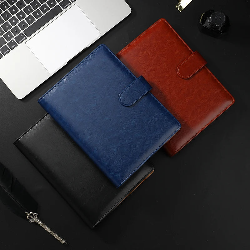 Luxury retro leather notebook A5 cover, with pen holder buckle, loose leaf diary, office diary, travel manual sketchbook
